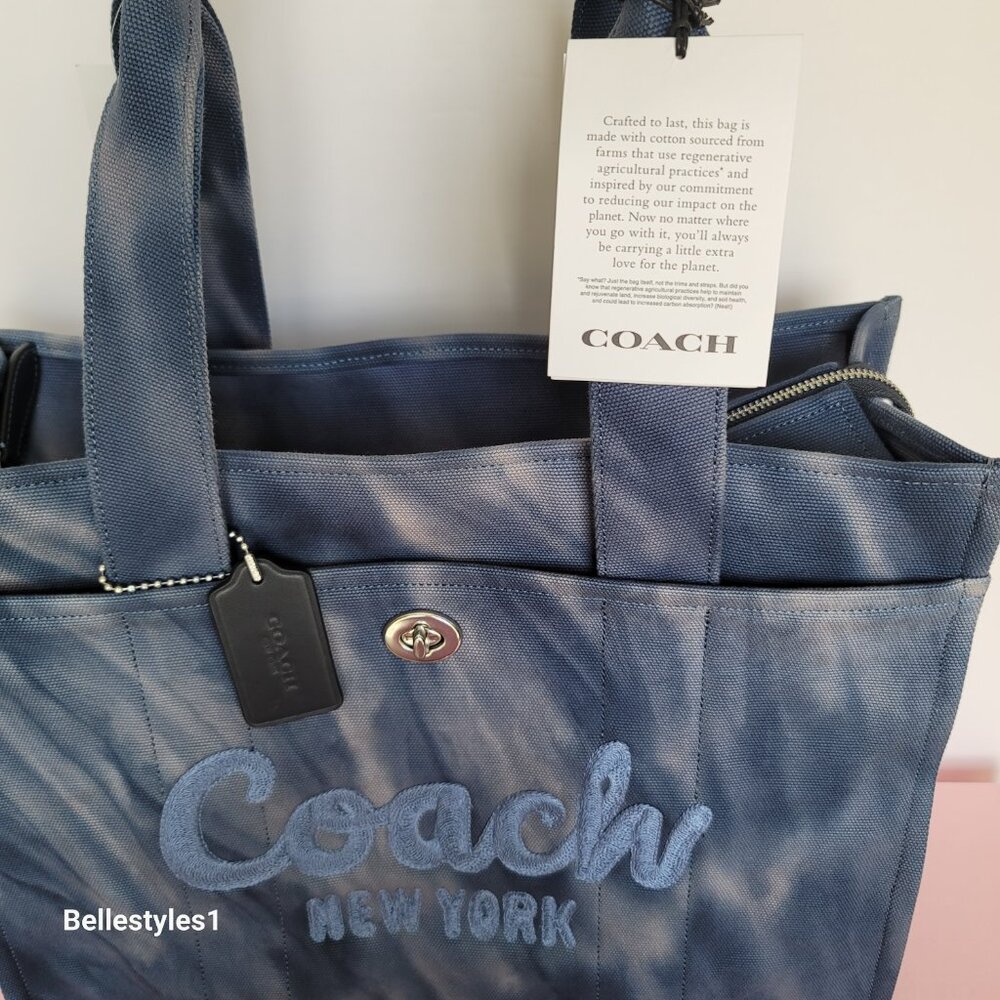 COACH Tie Dye Cargo 42 Canvas Large Tote -Midnight Navy color ⭐ - Picture 14 of 16